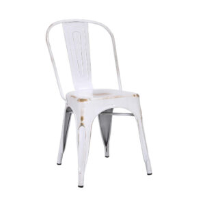 7705 Silla Tolix Vintage Blanco-Dorado, Cantidad X 4