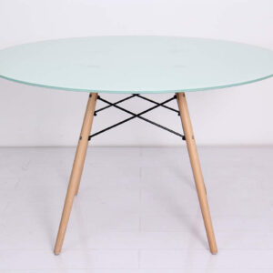 7815 Mesa Paris Redonda Vidrio Blanco 120cm