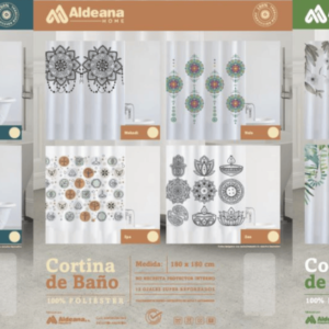 10102 Cortina de Baño Estampada Teflonado 1,80 x 1,80 mts. 100% Poliéster Cantidad X 20 Nuevos Modelos 2024