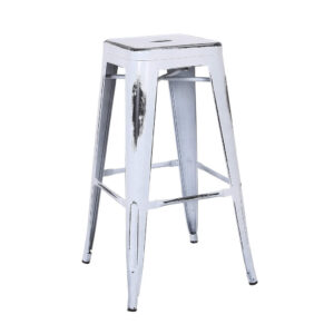 7715 Taburete Tolix Vintage Blanco-Rústico, Cantidad X 4