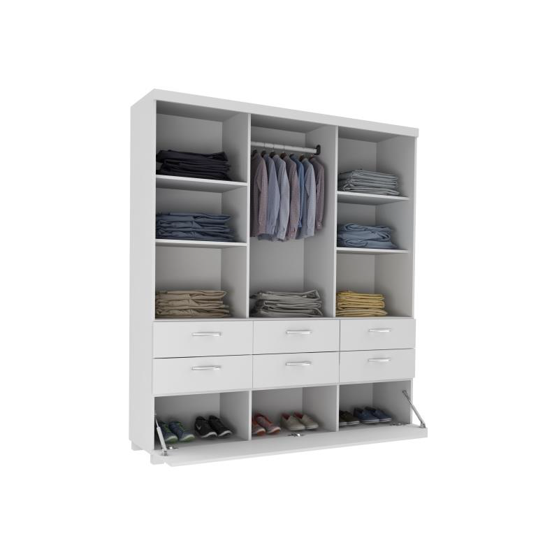 30715 Placard con patas Premium Con Espejo 1.80X2.10X0.60 Colores: Blanco, Gris, y Noce. - Imagen 2