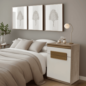 3600 Mesa de Luz Linea Molduras Colores: Noce Mumbai - Coral y Kiev - Coral