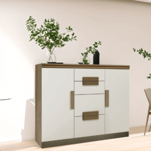 30500 Comoda 4 Cajones+2 Puertas Linea Molduras Colores: Noce Mumbai - Coral y Kiev - Coral ( Sin Stock )
