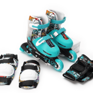 5813 Rollers Crazy Skull Extensibles, Base plástica (Mochila + Protecciones) Caja X 6